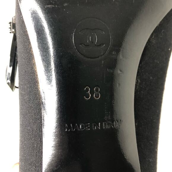 Chanel Retro Vintage Lagerfeld CC Bow Kitten Heel Pointed Toe Cap Toe Pumps 38 - Picture 11 of 11